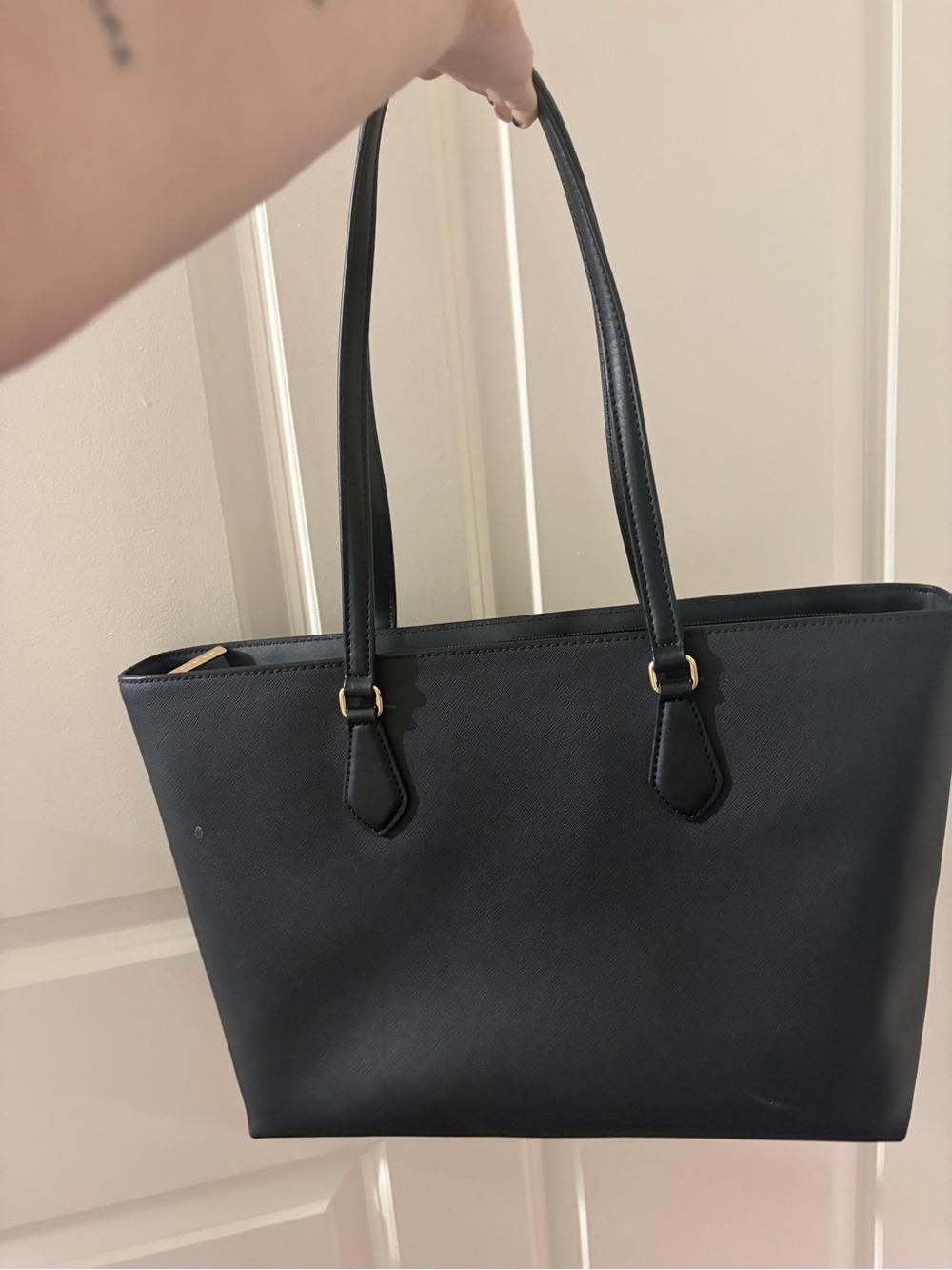Michael Kors Black Saffiano Tote with Gold Logo Charm - Picture 3 of 3